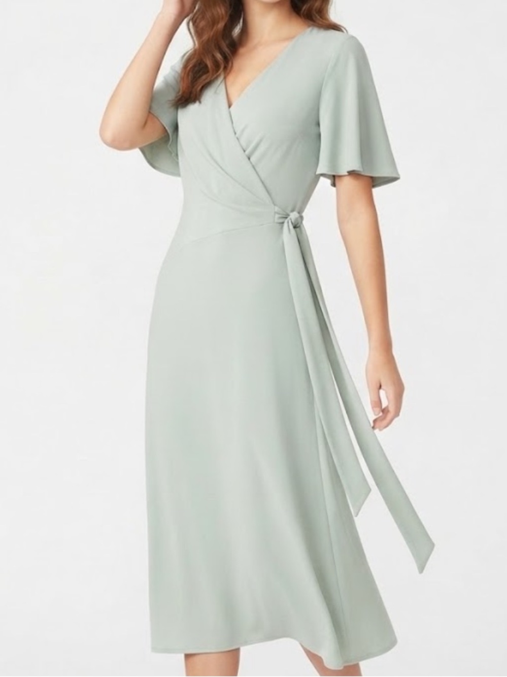 Ralph Lauren Women’s Sage Wrap Midi Dress with Flutter Sleeves Size 6